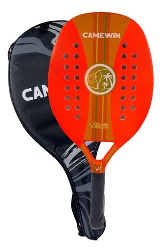 Camewin Raquete Beach Tennis Carbono Cores Modelos Com Capa Laranja/neón - 1